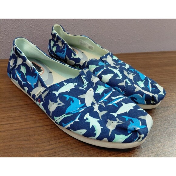 Toms Alpargata Women's Size 8 Slip On Flats Multi Shark Pattern - Picture 1 of 7